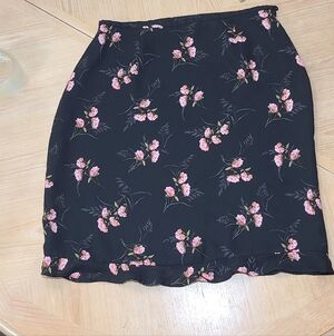 Floral Black Skirt